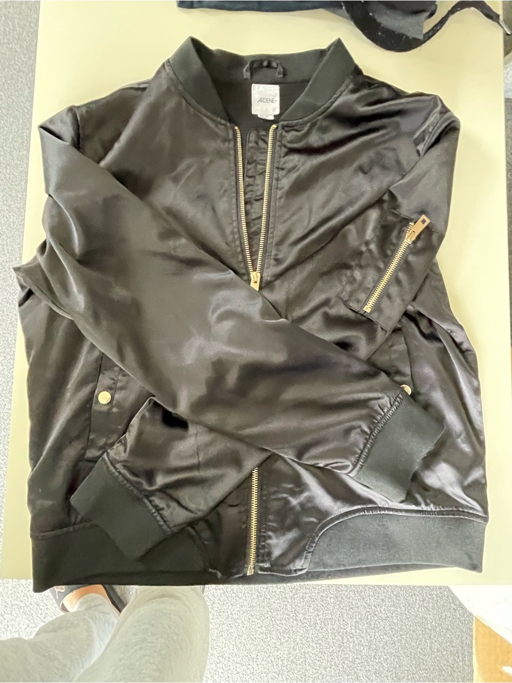 Ardene Black Bomber Jacket with Gold Zipper Y2K Indie Médium - Picture 8 of 9